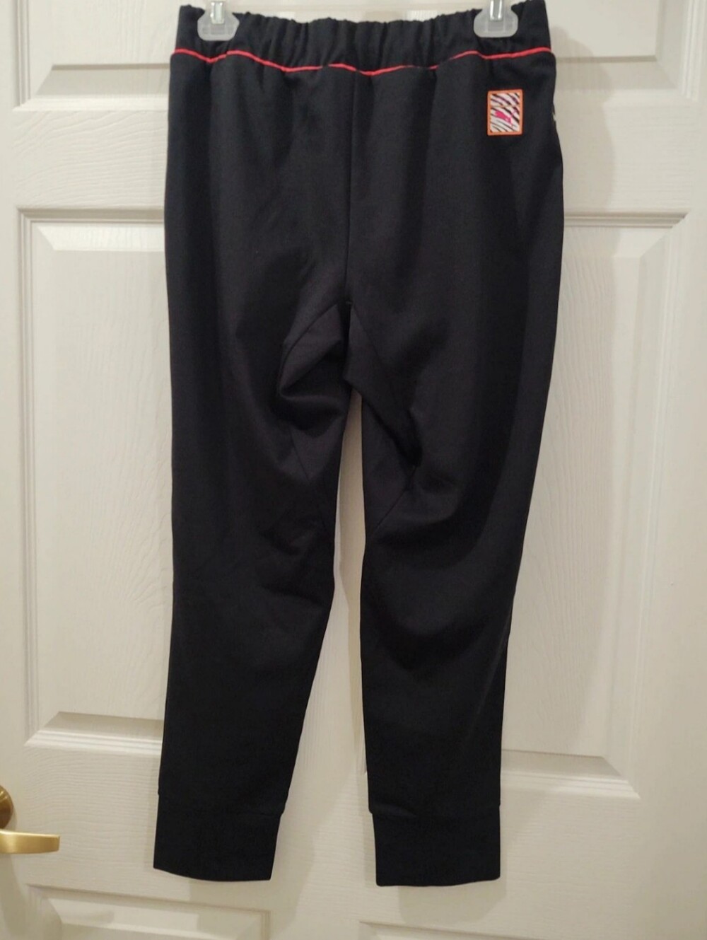 Sophia Webster Black PUMA Sweatshirt/Pant with Leopard Accent and Pink Piping - Picture 7 of 13